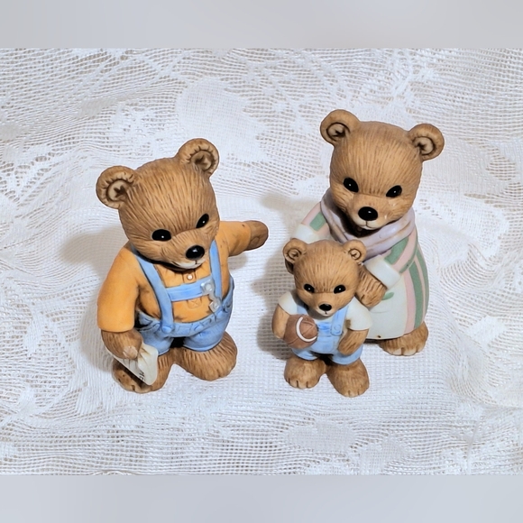 Vintage HOMCO Home Interiors 3 Little bear family figurines #1450 & girl #1462 - Picture 8 of 10